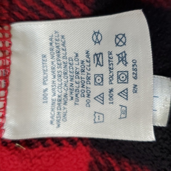 Buffalo Plaid Fleece Boys Size 10 12 Lands End Red Black Fleece Plaid Pullover - Picture 11 of 12